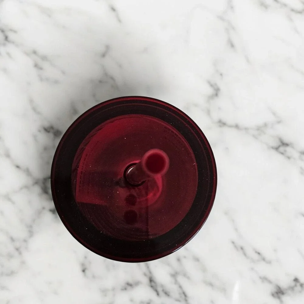 Starbucks Burgundy Swirl Glass‎ Tumbler Metallic Spiral Design 18oz